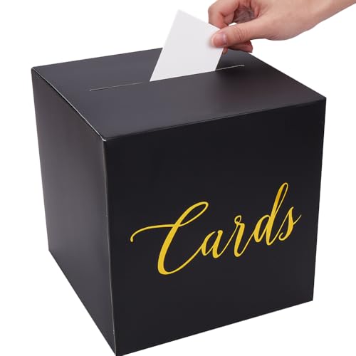 SOFPLAT 9x9x9 Zoll Schwarze Hochzeitskartenbox Geschenkkarton Kraftkarton Mit 10 Karten Für Hochzeiten Empfänge Geburtstage Abschlussfeiern Jahrestage Partydekoration Tombola Geschenk Tischdekoration von SOFPLATE