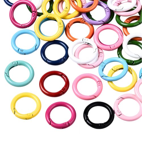 SOFPLATE 1 Box 1 Zoll 25mm 30 Stück Feder O Ringe Großpackung Kreis Clip Haken Farbige Große Schlüsselanhängerschnalle Aus Legierung Tiger Lose Runder Karabiner Zur Schmuckherstellung Schlüsselanhänge von SOFPLATE