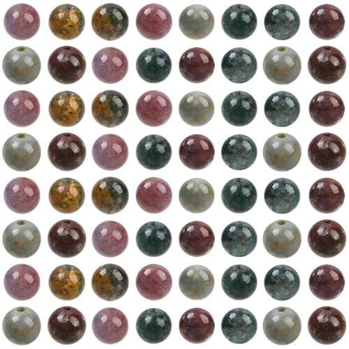 SOFPLATE 1 Box 100 Stück 6 mm indische Achat-Perlen, lose Natursteinperlen, kleine runde Kugel, bunte Kristall-Edelsteine, glatte Abstandshalter für Schmuckherstellung, Armbänder, Halsketten, Zubehör von SOFPLATE