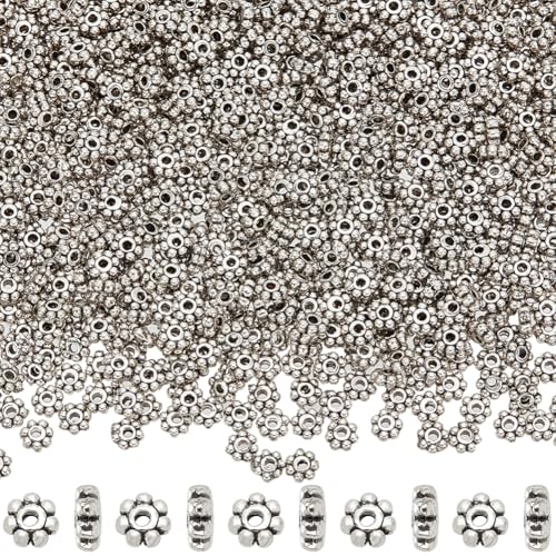 SOFPLATE 1 Box 1000 Stück 4.5mm Blumen Abstandsperlen Silberfarbene Gänseblümchen Metallperle Lose Tibetische Antik Legierung Mini Schneeflocken Rondelle Lose Charms Perlen Für Die Schmuckherstellung SOFPLATE 1 Box 1000 Stück 4.5mm Blumen Abstandsperlen Silberfarbene Gänseblümchen Metallperle Lose Tibetische Antik Legierung Mini Schneeflocken Rondelle Lose Charms Perlen Für Die Schmuckherstellung von SOFPLATE