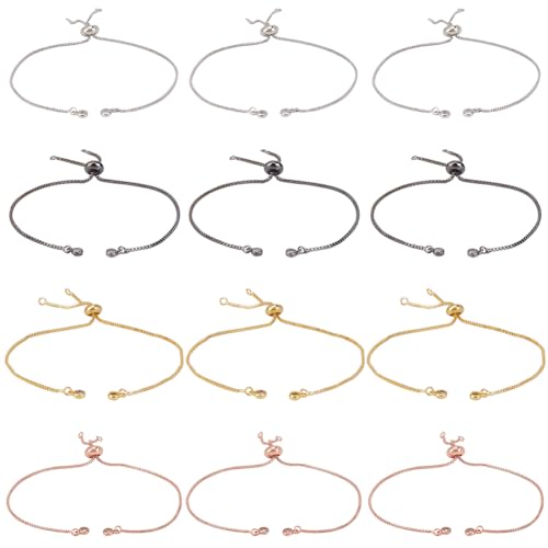 SOFPLATE 1 Box 12 Stück 4 Farben Schieberarmbandkette Verstellbare Schieberarmbänder Perlenenden Ketten Mit Strasssteinen Messing Schieberarmband Beschläge Zur Schmuckherstellung Kettenzubehör DIY Arm SOFPLATE 1 Box 12 Stück 4 Farben Schieberarmbandkette Verstellbare Schieberarmbänder Perlenenden Ketten Mit Strasssteinen Messing Schieberarmband Beschläge Zur Schmuckherstellung Kettenzubehör DIY Arm von SOFPLATE