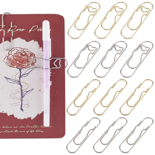 SOFPLATE 1 Box 12 Stück 4 Stile Bleistift Büroklammerhalter Stifte Büroklammern Gold Eisen Büro Schule Tragbarer Karbonstahl Einsatz Silberner Bleistifthalter Für Notizbuch Tagebuch Sammelalbum Innen von SOFPLATE