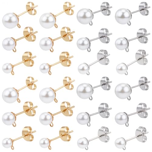SOFPLATE 1 Box 120 Stück Perlen-Ohrringpfosten Edelstahl Ohrringe Findings Gold Silber Hypoallergen Ohrstecker mit Kunstperle Schleife Schmetterling Rückseite Ohrstecker für Schmuckherstellung DIY SOFPLATE 1 Box 120 Stück Perlen-Ohrringpfosten Edelstahl Ohrringe Findings Gold Silber Hypoallergen Ohrstecker mit Kunstperle Schleife Schmetterling Rückseite Ohrstecker für Schmuckherstellung DIY von SOFPLATE
