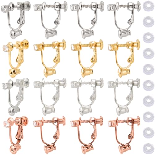SOFPLATE 1 Box 16 Stück 4 Farben Ohrclip Zubehör Zum Umwandeln von Ohrsteckern In Clips Aus Messing Strass 16 Stück Silikon Pads Verstellbare Ohrstecker Komponenten Mit Schraubverschluss Für Nicht Dur SOFPLATE 1 Box 16 Stück 4 Farben Ohrclip Zubehör Zum Umwandeln von Ohrsteckern In Clips Aus Messing Strass 16 Stück Silikon Pads Verstellbare Ohrstecker Komponenten Mit Schraubverschluss Für Nicht Dur von SOFPLATE