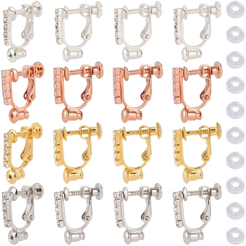 SOFPLATE 1 Box 16 Stück 4 Farben Ohrring Konverter Mit Schraubverschluss Strasssteinen Clip Ohrring Beschläge Mit 16 Stück Silikon Ohrpolstern Zubehör Für Nicht Durchstochene Ohren Für Schmuckherstell SOFPLATE 1 Box 16 Stück 4 Farben Ohrring Konverter Mit Schraubverschluss Strasssteinen Clip Ohrring Beschläge Mit 16 Stück Silikon Ohrpolstern Zubehör Für Nicht Durchstochene Ohren Für Schmuckherstell von SOFPLATE