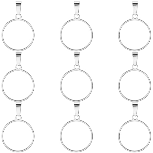 SOFPLATE 1 Box 18 Stück Kleine Offene Lünetten Anhänger Offene Kreis Anhänger Hohl 20mm Rund 304 Edelstahlrahmen Silberne Epoxidharz Anhänger Beschläge Für Die Schmuckherstellung Charms Armbänder Ohr von SOFPLATE