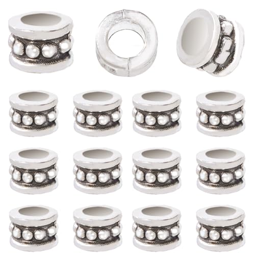 SOFPLATE 1 Box 200 Stück Abstandshalter Aus Antikem Silber Tibetische Legierungsperlen Lose Metallperlen Mit Großem Loch Zylinder Vintage Abstandshalterperlen Für Schmuckherstellung DIY Handwerk Armbä von SOFPLATE