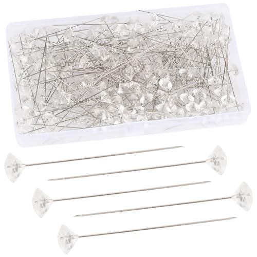 SOFPLATE 1 Box 200 Stück Diamant Anstecknadeln Durchsichtige Gerade Nadeln Silbernes Metall Eisen Durchsichtiger Acrylkopf Hochzeits AnsteckBlumen Brautstrauß Blumenndekoration Befunde Für DIY Handwer von SOFPLATE