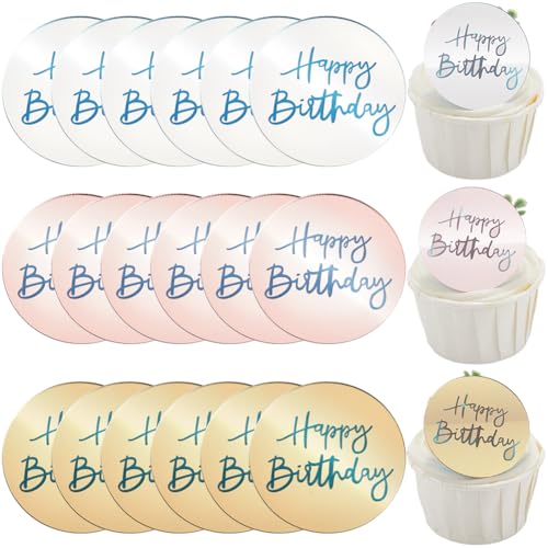 SOFPLATE 1 Box 21 Stück 3 Farben Runder Kuchenaufsatz Acrylscheibe Cupcake Topper Gold Silber Rosa Spiegel „Happy Birthday“ Dessert Cupcakes Kartendekoration Für Geburtstagsfeiern Backen DIY Dekoratio SOFPLATE 1 Box 21 Stück 3 Farben Runder Kuchenaufsatz Acrylscheibe Cupcake Topper Gold Silber Rosa Spiegel „Happy Birthday“ Dessert Cupcakes Kartendekoration Für Geburtstagsfeiern Backen DIY Dekoratio von SOFPLATE