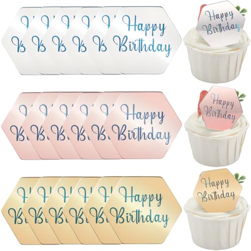 SOFPLATE 1 Box 21 Stück 3 Farben Sechseckig „Happy Birthday“ Spiegel Acryl Cupcake Topper Gold Silber Rosa Dessert Cupcakes Kartendekoration Für Geburtstagsfeiern Backen DIY Dekorationszubehör SOFPLATE 1 Box 21 Stück 3 Farben Sechseckig „Happy Birthday“ Spiegel Acryl Cupcake Topper Gold Silber Rosa Dessert Cupcakes Kartendekoration Für Geburtstagsfeiern Backen DIY Dekorationszubehör von SOFPLATE