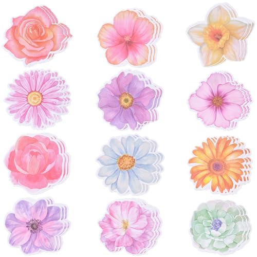 SOFPLATE 1 Box 240 Blätter 12 Stile Bunte Blumennaufkleber Blumenn Haftnotizen Große Cartoon Aufkleber Mit Natürlichen FrühlingsBlumenn Für Erinnerungen Lernen Schule Büro Zuhause Notizbuch Dekoration von SOFPLATE