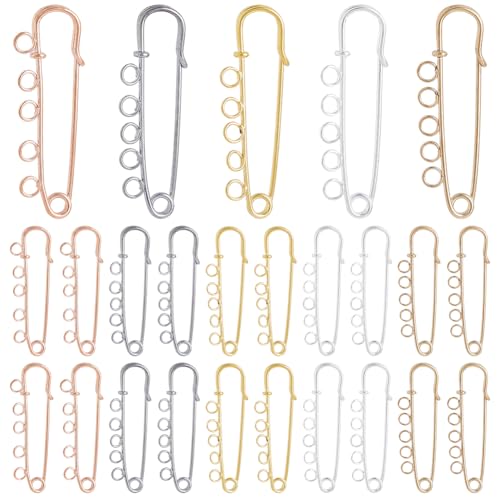 SOFPLATE 1 Box 25 Stück 5 Farben Bastel Broschennadeln Robuste Sicherheitsnadeln Großpackung Mit 5 Schlaufen 50mm Eisen Bunte Kilts Große Metallbroschen Beschläge Für Schmuck Decken Röcke Kilts Stric von SOFPLATE