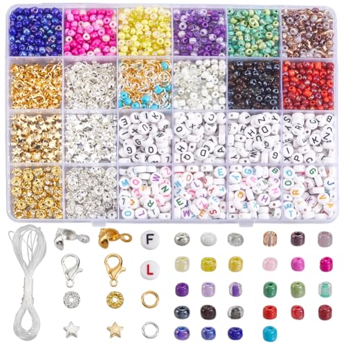 SOFPLATE 1 Box 28 Farben, 140 g, 4 mm, Glas-Rocailles-Set, Freundschaftsarmband-Set mit 1100 Buchstaben-Perlen, Stern-Abstandshalter, Verschluss, Binderinge, Zubehör für Schmuckherstellung, Zubehör SOFPLATE 1 Box 28 Farben, 140 g, 4 mm, Glas-Rocailles-Set, Freundschaftsarmband-Set mit 1100 Buchstaben-Perlen, Stern-Abstandshalter, Verschluss, Binderinge, Zubehör für Schmuckherstellung, Zubehör von SOFPLATE