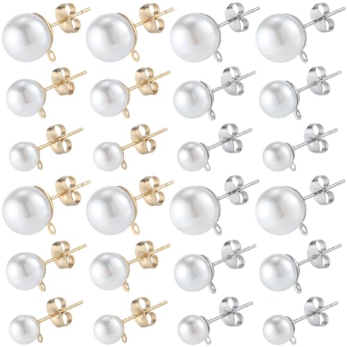 SOFPLATE 1 Box 30 Paar 2 Farben Perlenohrring Zubehör Kleine Glasperlen Ohrstecker Mit Schlaufe Großpackung Gold Silber Edelstahl 19/21/23mm Ohrstecker Für Schmuckherstellung Zubehör DIY Basteln Anfä SOFPLATE 1 Box 30 Paar 2 Farben Perlenohrring Zubehör Kleine Glasperlen Ohrstecker Mit Schlaufe Großpackung Gold Silber Edelstahl 19/21/23mm Ohrstecker Für Schmuckherstellung Zubehör DIY Basteln Anfä von SOFPLATE