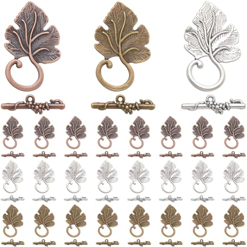 SOFPLATE 1 Box 30 Sets 3 Farben Knebelverschluss Für Schmuck Blatt Knebelverschluss Tibetischer Stil Vintage OT Knebelverschluss Mit T Stange Verschlüsse Beschläge Zur Schmuckherstellung Verschlüsse Z SOFPLATE 1 Box 30 Sets 3 Farben Knebelverschluss Für Schmuck Blatt Knebelverschluss Tibetischer Stil Vintage OT Knebelverschluss Mit T Stange Verschlüsse Beschläge Zur Schmuckherstellung Verschlüsse Z von SOFPLATE