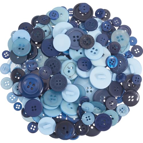 SOFPLATE 1 Box 300 Stück Blaue Bastelknöpfe Blaue Nähknöpfe Harz Rund Großpackung Mehrfarbig Einfache Flache Rückseite Verschiedene Größen 2 und 4 Loch Knopf Zum Basteln Für Kleidung Mäntel Hemden DI von SOFPLATE