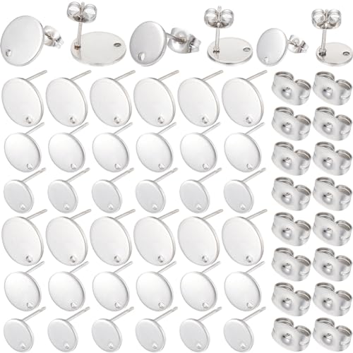 SOFPLATE 1 Box 36 Stück 3 Größen Flache Runde Ohrstecker Silberne Ohrstecker Beschläge Hypoallergener Edelstahl Ohrstecker Mit Schmetterlings Ohrverschluss Leere Ohrstecker Für Schmuckherstellungszube von SOFPLATE