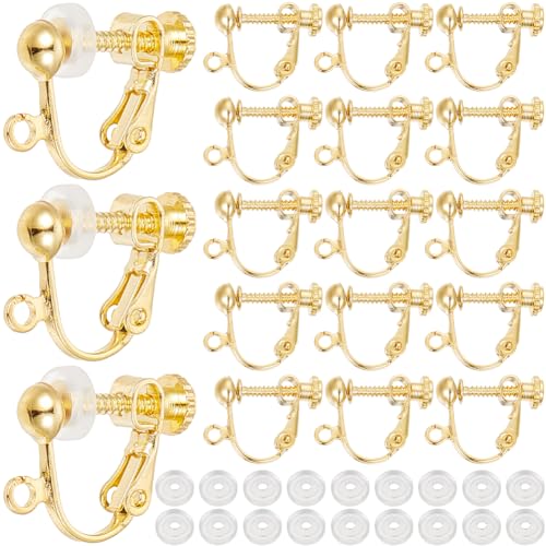 SOFPLATE 1 Box 36 Stück Ohrring Konverter Mit SchraubverschlussGoldene Ohrclip Verschlüsse Aus MessingNicht DurchstochenSchmerzlose Clip On Ohrring Komponenten Mit Komfort PadsOhrring Clips Für Schmuc von SOFPLATE