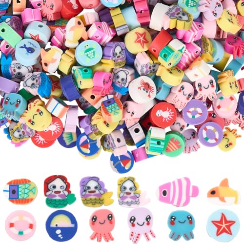 SOFPLATE 1 Box 4 Stile 320 Stück Sommer Perlen Aus Polymer Ton Ozean Tonperlen Lose Meerestiere Fische Tintenfische Meerjungfrauen Cartoon Abstandshalter Für Die Schmuckherstellung Fundstücke Armbände SOFPLATE 1 Box 4 Stile 320 Stück Sommer Perlen Aus Polymer Ton Ozean Tonperlen Lose Meerestiere Fische Tintenfische Meerjungfrauen Cartoon Abstandshalter Für Die Schmuckherstellung Fundstücke Armbände von SOFPLATE