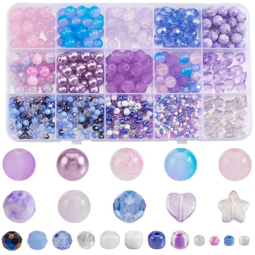 SOFPLATE 1 Box 480 Stück Verschiedene Violette Glasperlen Runde Kristallperlen Set 20g Abstandsperlen Rocailles Perlen 4mm Facettierte Kristallperlen Zur Schmuckherstellung Zubehör DIY Armbänder Ohrr von SOFPLATE