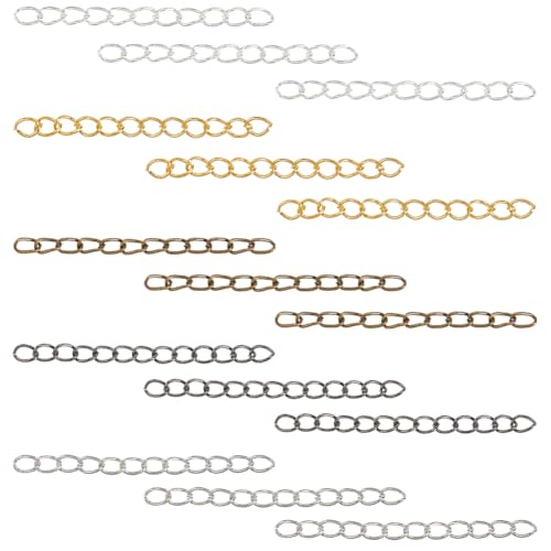 SOFPLATE 1 Box 500 Stück 5 Farben Schmuckschwanzkette Panzergliederkette Verlängerung Buntes Eisen Abnehmbares Kubanisches Armband Verlängerungsverbinder Kettenschwänze Für Die Schmuckherstellung Hals von SOFPLATE