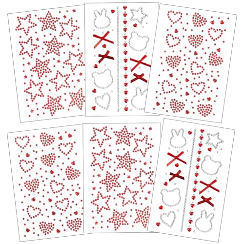 SOFPLATE 1 Box 6 Blätter 3 Stile Selbstklebende Strasssteine Für Das Gesicht Zum Aufkleben Große Menge Rotes Band Schleife Herz Stern Bär Kaninchen Geformte Edelsteine Tattoo Für Gesicht Körper Augen SOFPLATE 1 Box 6 Blätter 3 Stile Selbstklebende Strasssteine Für Das Gesicht Zum Aufkleben Große Menge Rotes Band Schleife Herz Stern Bär Kaninchen Geformte Edelsteine Tattoo Für Gesicht Körper Augen von SOFPLATE