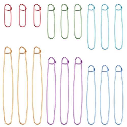 SOFPLATE 1 Box 6 Größen 18 Stück Garnmaschenhalter Strick Zopfmaschenhalter Metall Praktisch Bunt Handliche Nadel Strick Und Häkelwerkzeuge Für Pullover Socken Garn DIY Decken Nähzubehör Erwachsene von SOFPLATE