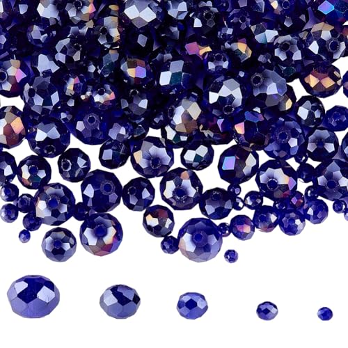 SOFPLATE 1 Box 600 Stück 5 Größen Blaue Kristallperlen Facettierte Glasperlen Großpackung Mit Edelsteinen In ab Farbe Rondelle Lose Perlen Abstandshalter Für Armbänder Halsketten Ohrringe Perlenarbeit von SOFPLATE