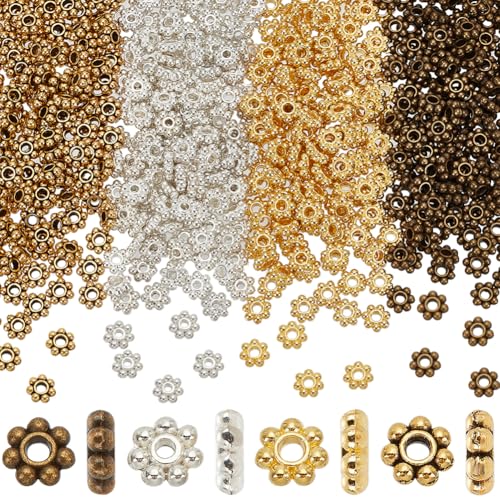 SOFPLATE 1 Box 600 Stück 6mm Goldene Gänseblümchen Abstandsperle Silberne Blumen Metallperlen Lose Tibetische Antik Legierung Kleine Runde Schneeflocke Lose Charm Perle Für Schmuckherstellung Zubehör SOFPLATE 1 Box 600 Stück 6mm Goldene Gänseblümchen Abstandsperle Silberne Blumen Metallperlen Lose Tibetische Antik Legierung Kleine Runde Schneeflocke Lose Charm Perle Für Schmuckherstellung Zubehör von SOFPLATE
