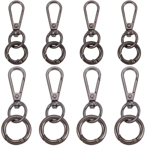 SOFPLATE 1 Box 8 Sets Schlüsselanhänger Clip Mit Doppelöffnung Drehbare Karabinerhaken Mit Schlüsselringen Metall Rotguss Runde Federtorringe Legierungsverschlüsse Schnallen Zubehör Kits Für Selbstgem von SOFPLATE