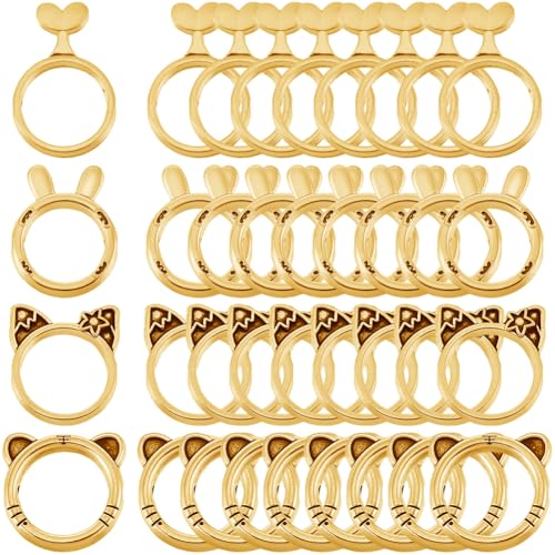 SOFPLATE 1 Box 80 Stück Katzenohr Perlenrahmen Verbinder Metall Gerades Loch Tibetisches Gold Kaninchen Tiger Hasenohr Tierkopfform Hohle Perlen Rahmen Für Armbänder Ohrringe Anhänger Schmuckherstellu von SOFPLATE