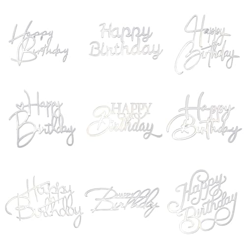 SOFPLATE 1 Box 9 Stile 18 Stück Silber Spiegel Acryl Kuchen Topper Happy Birthday Cupcake Topper Bulk Kunststoff Glänzend Doppelseitig Nicht essbare Kuchen Dekorationen für Feiern, Geburtstag, Party SOFPLATE 1 Box 9 Stile 18 Stück Silber Spiegel Acryl Kuchen Topper Happy Birthday Cupcake Topper Bulk Kunststoff Glänzend Doppelseitig Nicht essbare Kuchen Dekorationen für Feiern, Geburtstag, Party von SOFPLATE