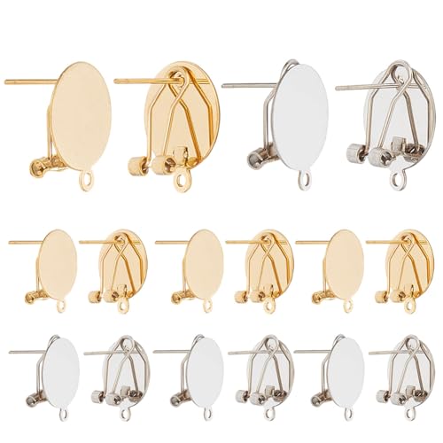 SOFPLATE 1 Box Mit 12 Ohrring Clips Runde Ohrstecker Blanke Fingernagel Clips Zum Anbringen von Ohrringen Konverter Französische Ohrstecker Mit Schlaufe Ohrclips Aus Edelstahl Für Die Schmuckherstellu von SOFPLATE