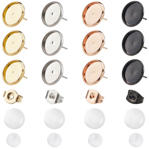 SOFPLATE 1 Box Mit 160 Stück 12mm Cabochon Ohrringrohlingen Ohrstecker Set Aus Edelstahl Inklusive Ohrsteckerrohlingen Schmetterlings Ohrverschlüssen Glas Cabochon Befunden Sets Für Die Herstellung vo von SOFPLATE