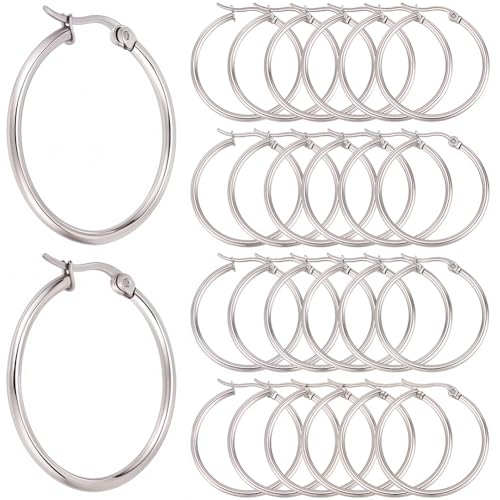 SOFPLATE 1 Box Mit 30 Paar Creolen BeschlägenEdelstahl Ohrring Perlen SetHypoallergene Silberne Creolen OhrhängerOffene Runde Ohrring Beschläge Für SchmuckherstellungszubehörDIY Handwerk von SOFPLATE