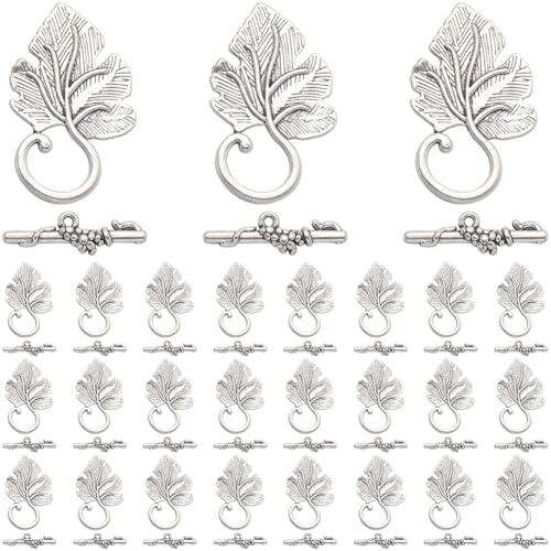 SOFPLATE 1 Box Mit 30 Sets Knebelverschlüsse In Blattform Antik Silber Knebelverschlüsse Legierung OT Stangenverbinder Metall Vintage Weinblätter Verschluss Beschläge Zur Schmuckherstellung Verschlüss SOFPLATE 1 Box Mit 30 Sets Knebelverschlüsse In Blattform Antik Silber Knebelverschlüsse Legierung OT Stangenverbinder Metall Vintage Weinblätter Verschluss Beschläge Zur Schmuckherstellung Verschlüss von SOFPLATE