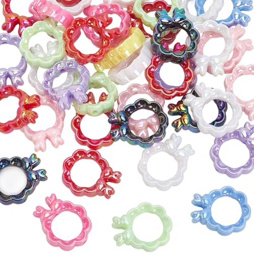 SOFPLATE 1 Box Mit 40 Hohlrahmenperlen Acrylperlenrahmen Aus Kunststoff Zufällige Farbe Weihnachtskranzform UV Beschichtung Abstandshalter Für Die Schmuckherstellung Fundstücke Armbänder Schlüsselanhä von SOFPLATE