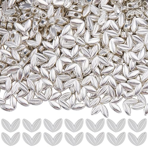 SOFPLATE 1 Box Mit 400 Blatt Abstandshalterperlen Silberlegierungsperlen Mit Doppellöchern Kleine Weizenähre Blätter Retro Abstandshalterperlen Aus Metall Lose Perlen Zur Schmuckherstellung Charms Arm SOFPLATE 1 Box Mit 400 Blatt Abstandshalterperlen Silberlegierungsperlen Mit Doppellöchern Kleine Weizenähre Blätter Retro Abstandshalterperlen Aus Metall Lose Perlen Zur Schmuckherstellung Charms Arm von SOFPLATE