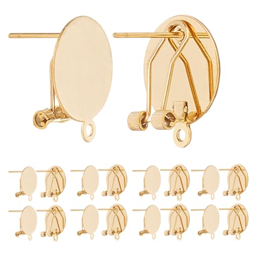SOFPLATE 1 Box mit 10 goldfarbenen Clip-on-Ohrringen, runde Ohrstecker, französische Ohrstecker mit Schlaufe, Edelstahl, Fingernagel-Ohrring-Konverter für Schmuckherstellung, DIY, baumelndes Raring SOFPLATE 1 Box mit 10 goldfarbenen Clip-on-Ohrringen, runde Ohrstecker, französische Ohrstecker mit Schlaufe, Edelstahl, Fingernagel-Ohrring-Konverter für Schmuckherstellung, DIY, baumelndes Raring von SOFPLATE