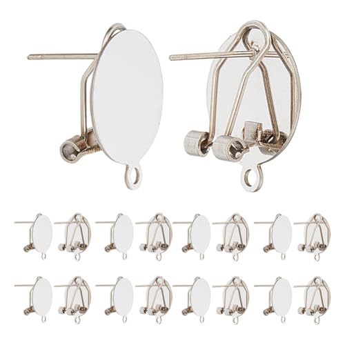 SOFPLATE 1 Box mit 10 runden Ohrringen, blanko, silberfarben, Clip-Ohrringe, französische Ohrstecker mit Schlaufe, Edelstahl-Fingernagel-Ohrring-Pfostenclips für Schmuckherstellung, DIY, baumelnde von SOFPLATE
