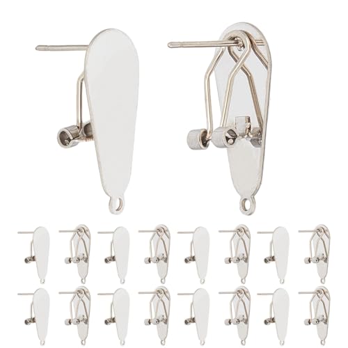 SOFPLATE 1 Box mit 10 silbernen Clip-Ohrringen, Tropfenform, Ohrstecker, blanko, Clip-on-Ohrring-Konverter, französische Ohrstecker mit Schlaufe, Edelstahl, Fingernagel-Ohrring-Pfosten-Clips für SOFPLATE 1 Box mit 10 silbernen Clip-Ohrringen, Tropfenform, Ohrstecker, blanko, Clip-on-Ohrring-Konverter, französische Ohrstecker mit Schlaufe, Edelstahl, Fingernagel-Ohrring-Pfosten-Clips für von SOFPLATE