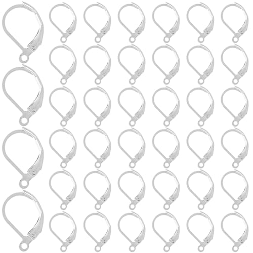 SOFPLATE 1 Box mit 120 Stück Klappbügel-Ohrringen, silberfarbene Edelstahl-Ohrringhaken, Großpackung, Huggie-Hebelhaken, Kreis, baumelnde kleine Ohrhaken für Schmuckherstellung, Zubehör, DIY, Handwerk von SOFPLATE