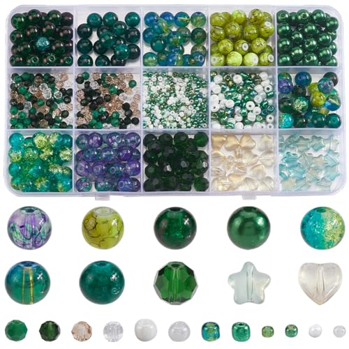 SOFPLATE 1 Box mit 22 grünen Glasperlen, sortiert, Kristallperlen, Frühling, Natur, Urlaub, Abstandshalter, Samen, Doppelkegel, St. Patricks Day, Perlen für Schmuckherstellung, Armband, Ohrringe SOFPLATE 1 Box mit 22 grünen Glasperlen, sortiert, Kristallperlen, Frühling, Natur, Urlaub, Abstandshalter, Samen, Doppelkegel, St. Patricks Day, Perlen für Schmuckherstellung, Armband, Ohrringe von SOFPLATE