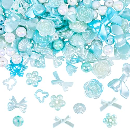 SOFPLATE 1 Box mit 350 ästhetischen Perlen, Blau, sortiert, große Kunststoffperlen, zufälliger Stil, Winter-Sommer-Schleife, Blumen-Cabochon, flache Rückseite, niedlicher Handy-Anhänger für SOFPLATE 1 Box mit 350 ästhetischen Perlen, Blau, sortiert, große Kunststoffperlen, zufälliger Stil, Winter-Sommer-Schleife, Blumen-Cabochon, flache Rückseite, niedlicher Handy-Anhänger für von SOFPLATE