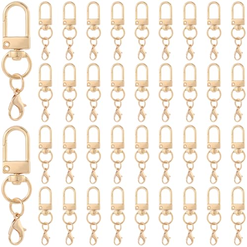 SOFPLATE 1 Box mit 40 drehbaren Schlüsselanhängerringen, Drehgelenk, Federclip, Legierung, Gold, Karabiner, Metall, Karabinerhaken, Schnallen, Verbindungs-Kits, Zubehör für Autoschlüssel von SOFPLATE