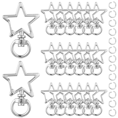 SOFPLATE 1 Box mit 40 sternförmigen Schlüsselanhänger-Clips, Schlüsselanhänger, Drehverschluss, Legierung, Silber, Feder-Karabinerhaken, Karabiner, Metall, Zubehör, für DIY-Schmuckherstellung SOFPLATE 1 Box mit 40 sternförmigen Schlüsselanhänger-Clips, Schlüsselanhänger, Drehverschluss, Legierung, Silber, Feder-Karabinerhaken, Karabiner, Metall, Zubehör, für DIY-Schmuckherstellung von SOFPLATE