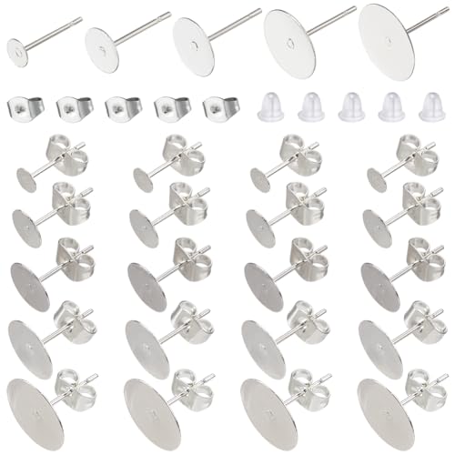 SOFPLATE 1 Box mit 600 Ohrringen, flache, runde Nieten, versilbertes Metall, 304 Edelstahl, blanko, mit Schmetterlingsverschlüssen, Gummimuttern für Schmuck, Ohrringe, Bastelzubehör SOFPLATE 1 Box mit 600 Ohrringen, flache, runde Nieten, versilbertes Metall, 304 Edelstahl, blanko, mit Schmetterlingsverschlüssen, Gummimuttern für Schmuck, Ohrringe, Bastelzubehör von SOFPLATE