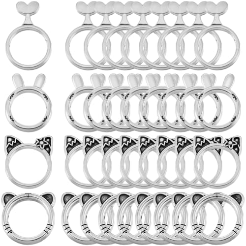 SOFPLATE 1 Box mit 80 Metallperlen, hohler Rahmen, gerades Loch, tibetisch, antikes Silber, Kaninchen, Tiger, Katzenohren, Tierkopfform, hohle Perlen für Armbänder, Ohrringe SOFPLATE 1 Box mit 80 Metallperlen, hohler Rahmen, gerades Loch, tibetisch, antikes Silber, Kaninchen, Tiger, Katzenohren, Tierkopfform, hohle Perlen für Armbänder, Ohrringe von SOFPLATE