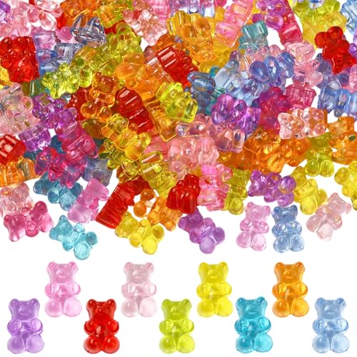 SOFPLATE 1 Box mit ca. 400 Stück Acryl-Bär-Perlen, Gummibärchen, lose Kunststoffperlen, bunt, transparent, niedlich, pastell, einfarbig, Tier-Abstandshalter für Schmuckherstellung, DIY, Handwerk von SOFPLATE