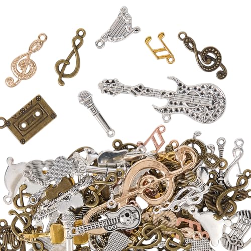 SOFPLATE 1 Schachtel 100g Goldene Musiknoten Anhänger Musikinstrument Anhänger Tibetische Legierung Antik Silber Bronze Mikrofon Band Gitarre Anhänger Zur Schmuckherstellung Anhänger Halskette Ohrring SOFPLATE 1 Schachtel 100g Goldene Musiknoten Anhänger Musikinstrument Anhänger Tibetische Legierung Antik Silber Bronze Mikrofon Band Gitarre Anhänger Zur Schmuckherstellung Anhänger Halskette Ohrring von SOFPLATE